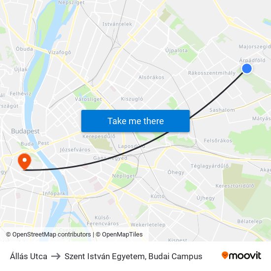 Állás Utca to Szent István Egyetem, Budai Campus map