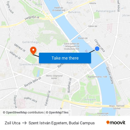 Zsil Utca to Szent István Egyetem, Budai Campus map