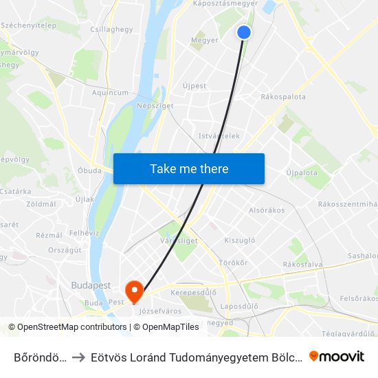 Bőröndös Utca to Eötvös Loránd Tudományegyetem Bölcsészettudományi Kar map