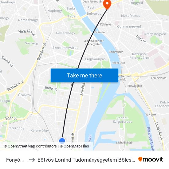 Fonyód Utca to Eötvös Loránd Tudományegyetem Bölcsészettudományi Kar map