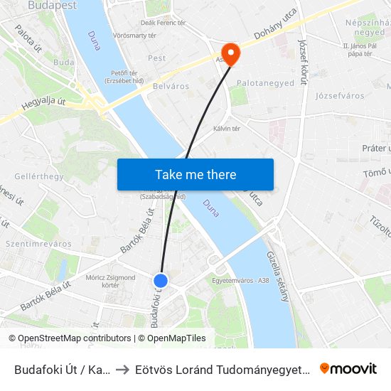 Budafoki Út / Karinthy Frigyes Út to Eötvös Loránd Tudományegyetem Bölcsészettudományi Kar map