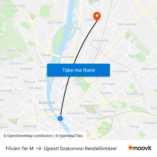 Fővám Tér M to Újpesti Szakorvosi Rendelőintézet map