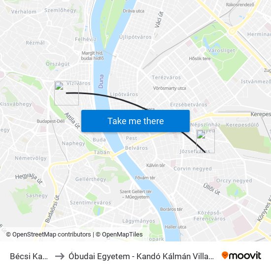 Bécsi Kapu Tér to Óbudai Egyetem - Kandó Kálmán Villamosmérnöki Kar map