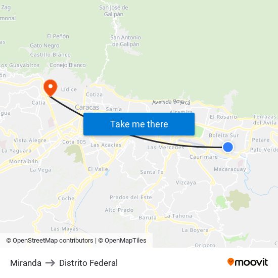Miranda to Distrito Federal map