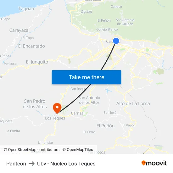 Panteón to Ubv - Nucleo Los Teques map