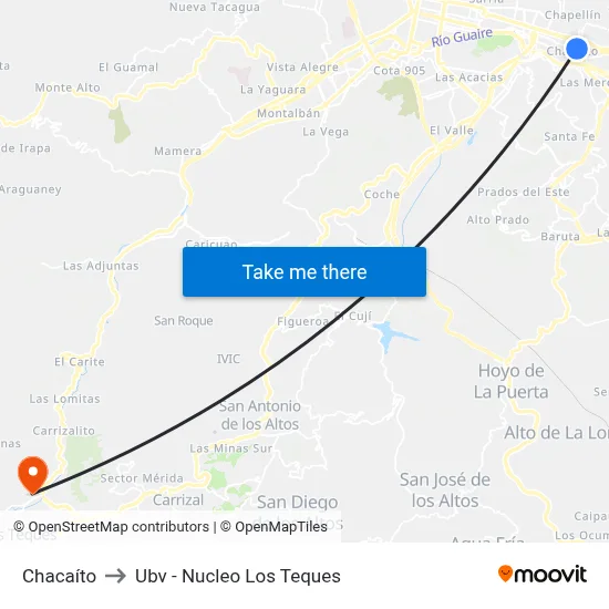 Chacaíto to Ubv - Nucleo Los Teques map