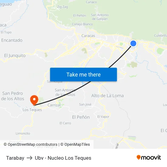 Tarabay to Ubv - Nucleo Los Teques map
