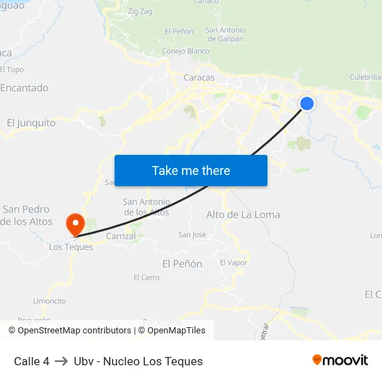 Calle 4 to Ubv - Nucleo Los Teques map