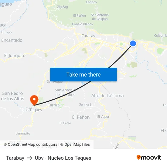 Tarabay to Ubv - Nucleo Los Teques map