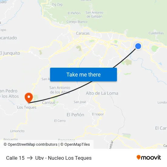 Calle 15 to Ubv - Nucleo Los Teques map
