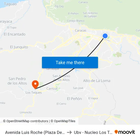 Avenida Luis Roche (Plaza De Francia) to Ubv - Nucleo Los Teques map