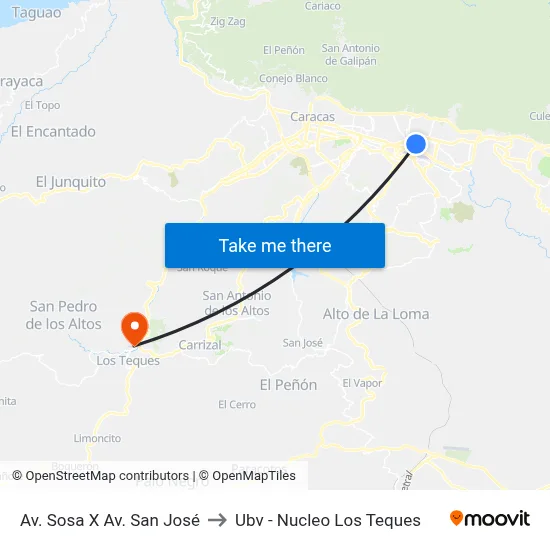 Av. Sosa X Av. San José to Ubv - Nucleo Los Teques map