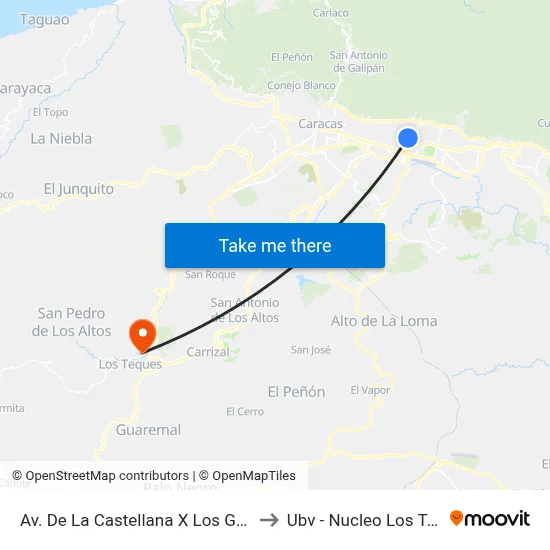 Av. De La Castellana X Los Granados to Ubv - Nucleo Los Teques map