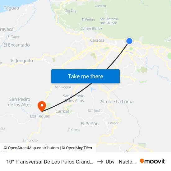 10° Transversal De Los Palos Grandes X 3° Av. De Los Palos Grandes to Ubv - Nucleo Los Teques map