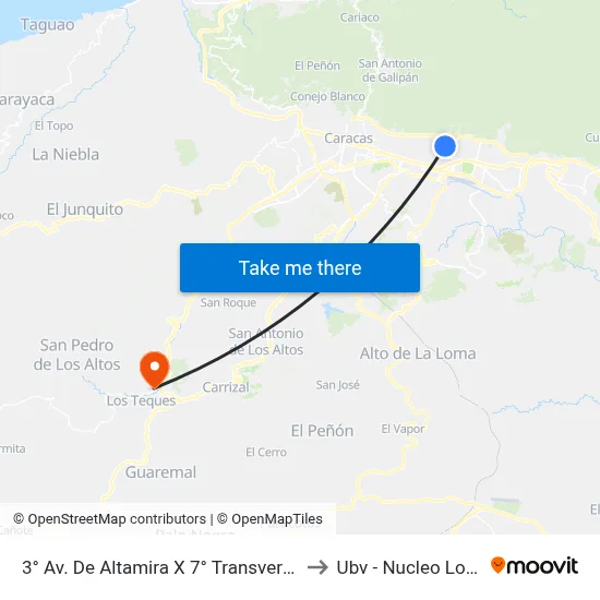 3° Av. De Altamira X 7° Transversal De Altamira to Ubv - Nucleo Los Teques map