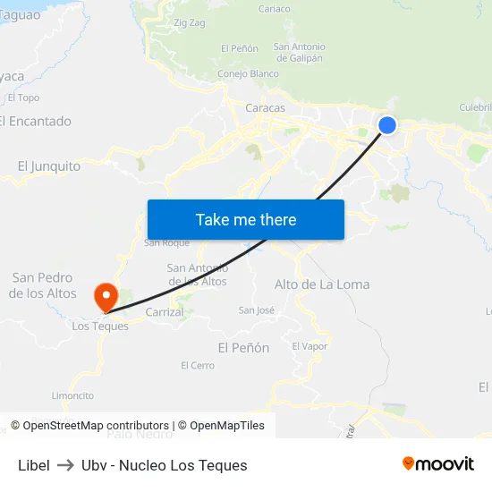 Libel to Ubv - Nucleo Los Teques map