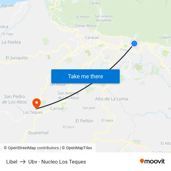 Libel to Ubv - Nucleo Los Teques map
