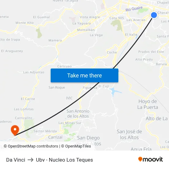 Da Vinci to Ubv - Nucleo Los Teques map