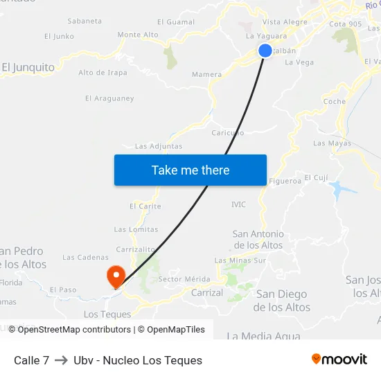 Calle 7 to Ubv - Nucleo Los Teques map
