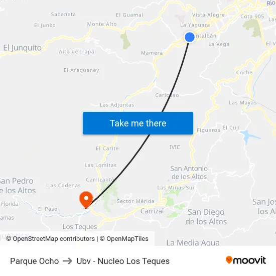 Parque Ocho to Ubv - Nucleo Los Teques map