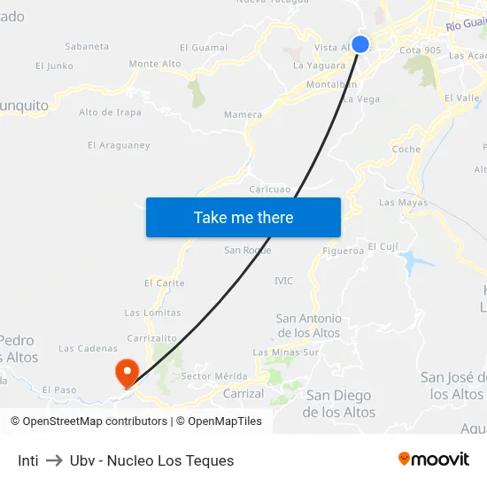 Inti to Ubv - Nucleo Los Teques map