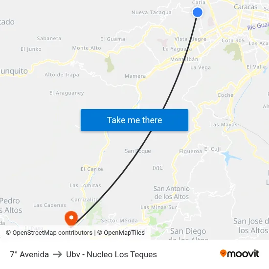 7° Avenida to Ubv - Nucleo Los Teques map