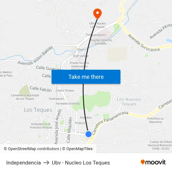 Independencia to Ubv - Nucleo Los Teques map