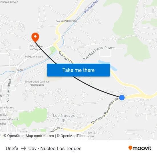 Unefa to Ubv - Nucleo Los Teques map