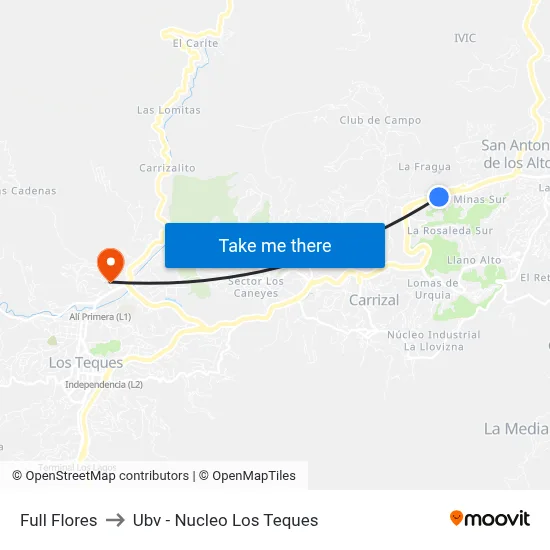 Full Flores to Ubv - Nucleo Los Teques map