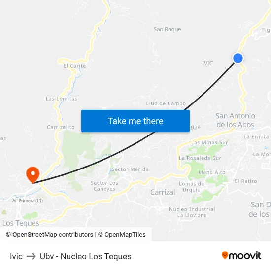 Ivic to Ubv - Nucleo Los Teques map
