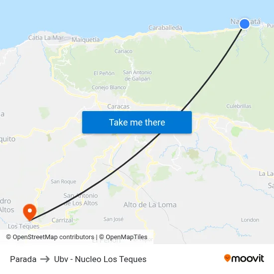 Parada to Ubv - Nucleo Los Teques map
