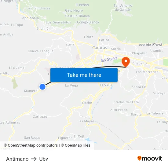 Antímano to Ubv map