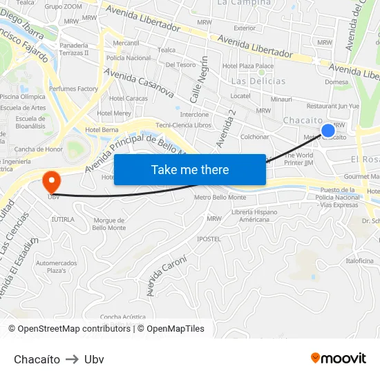 Chacaíto to Ubv map