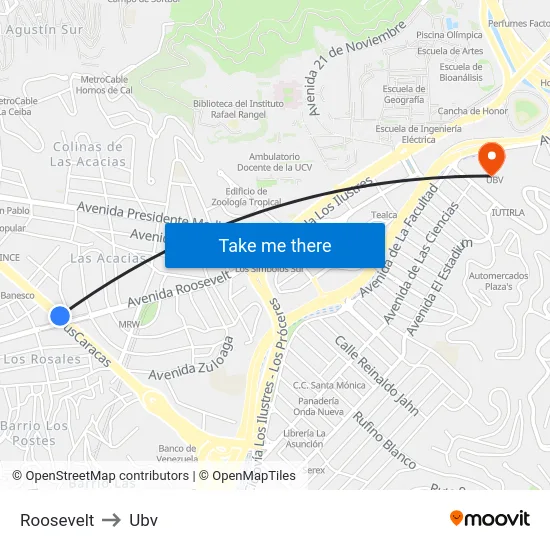 Roosevelt to Ubv map