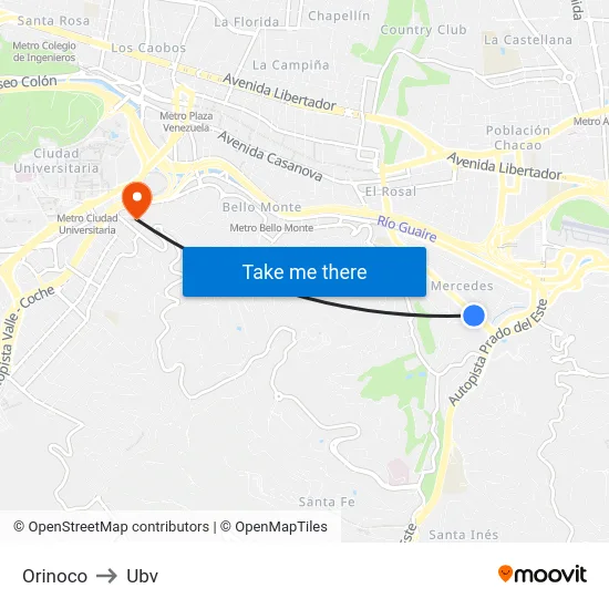Orinoco to Ubv map