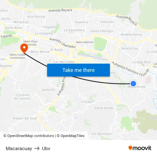 Macaracuay to Ubv map