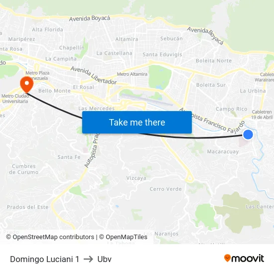 Domingo Luciani 1 to Ubv map