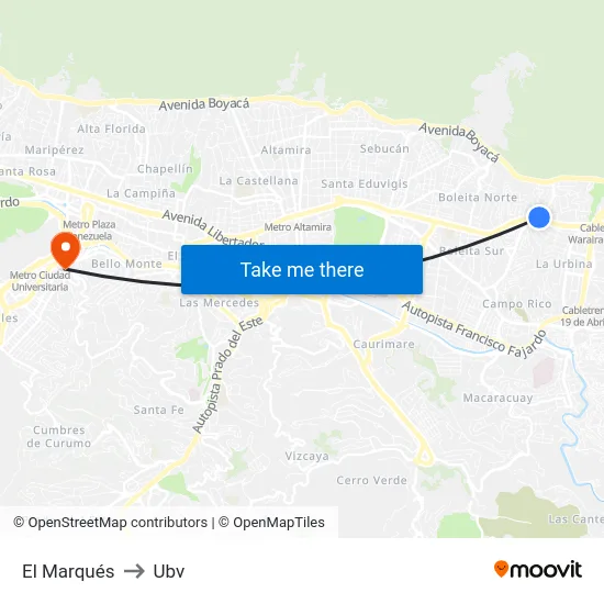 El Marqués to Ubv map