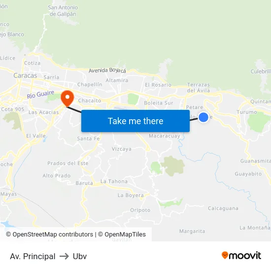 Av. Principal to Ubv map