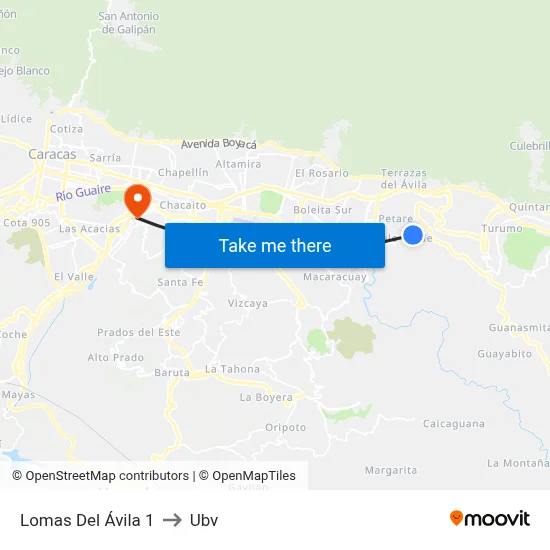 Lomas Del Ávila 1 to Ubv map