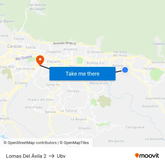 Lomas Del Ávila 2 to Ubv map
