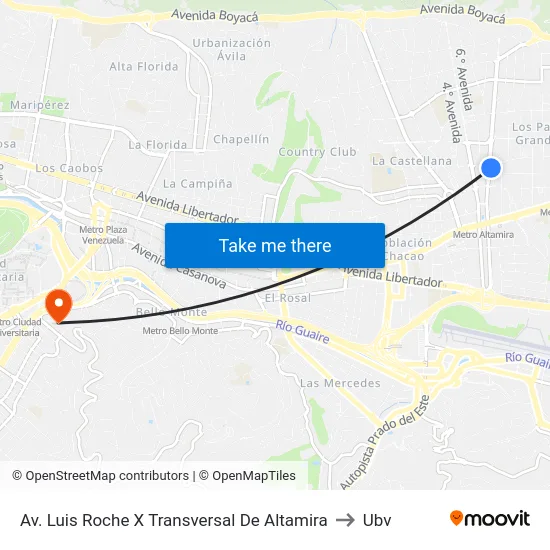 Av. Luis Roche X Transversal De Altamira to Ubv map