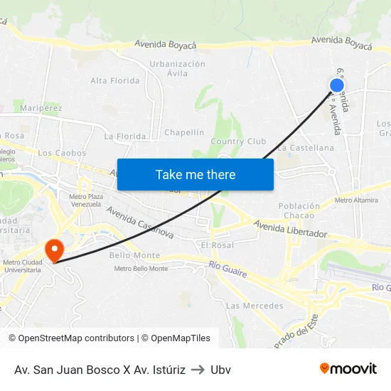 Av. San Juan Bosco X Av. Istúriz to Ubv map