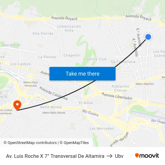 Av. Luis Roche X 7° Transversal De Altamira to Ubv map