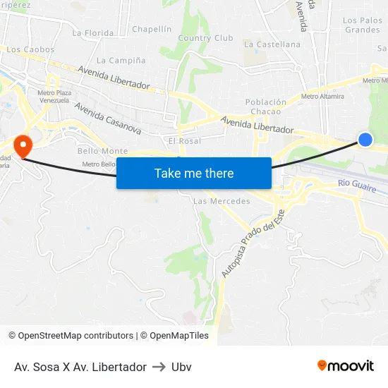 Av. Sosa X Av. Libertador to Ubv map