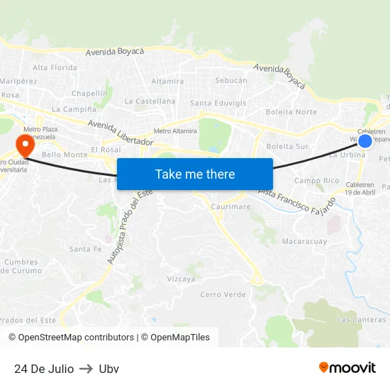 24 De Julio to Ubv map