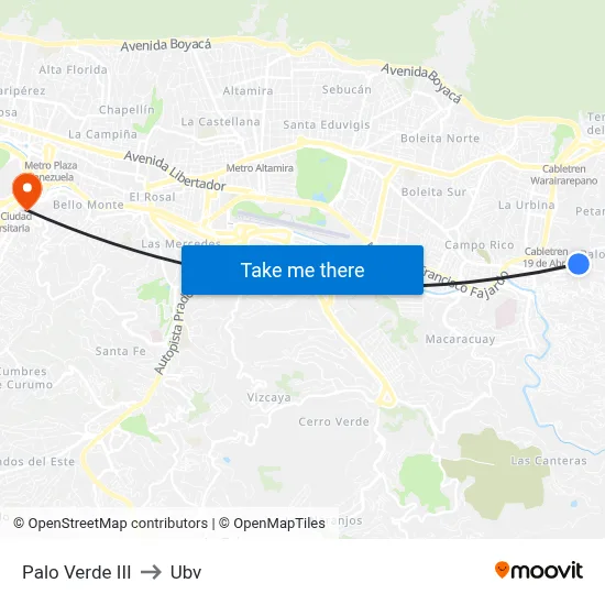 Palo Verde III to Ubv map