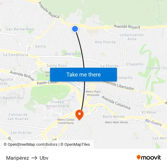 Maripérez to Ubv map