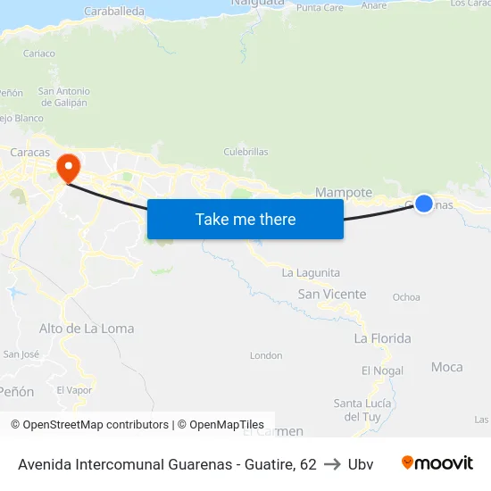 Avenida Intercomunal Guarenas - Guatire, 62 to Ubv map