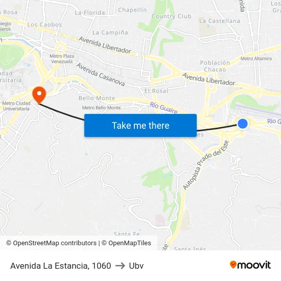 Avenida La Estancia, 1060 to Ubv map